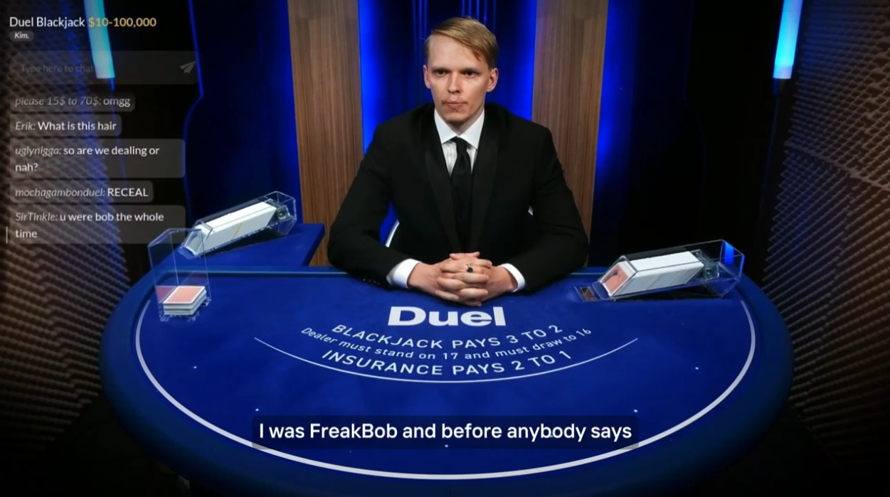 Duel live blackjack table with a dealer